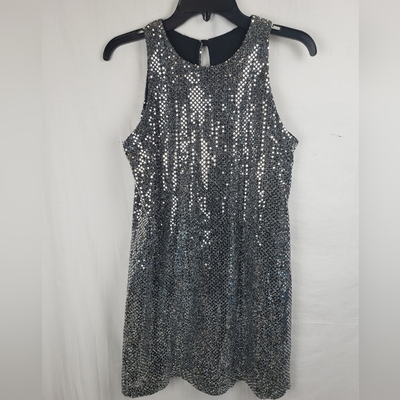 All That Jazz Silver Sequined Sleeveless Dress Sz 7/8 - Picture 2 of 7